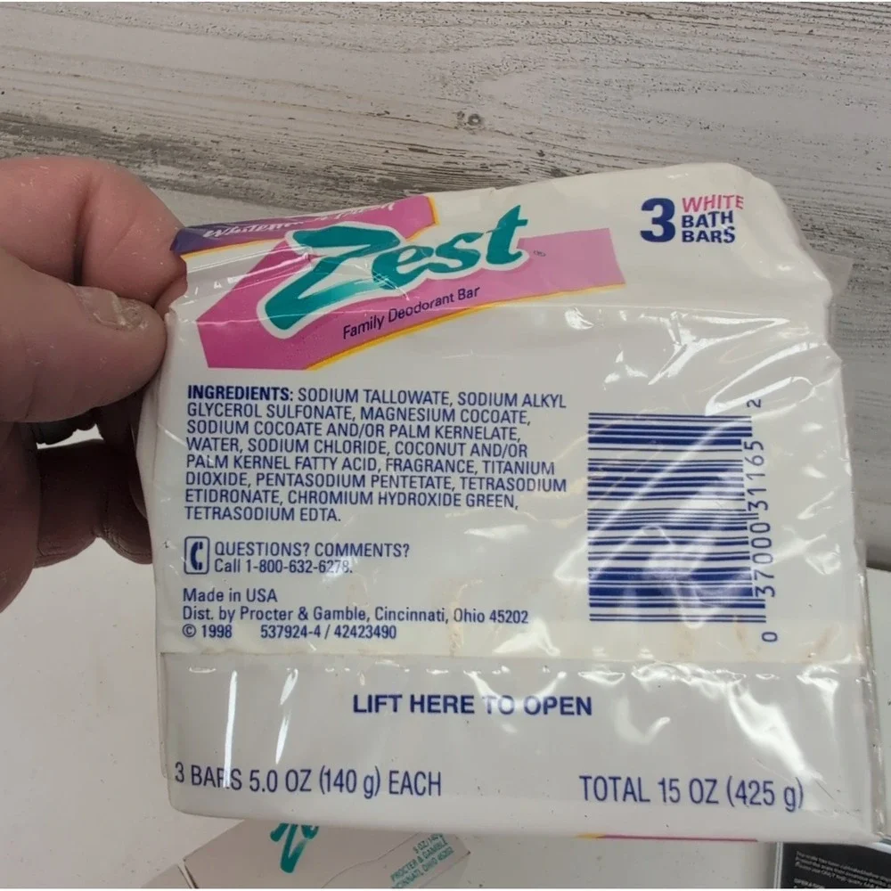 2 Vintage 1995 Zest Deodorant Bar Soap Whitewater Fresh 5oz Bars USA